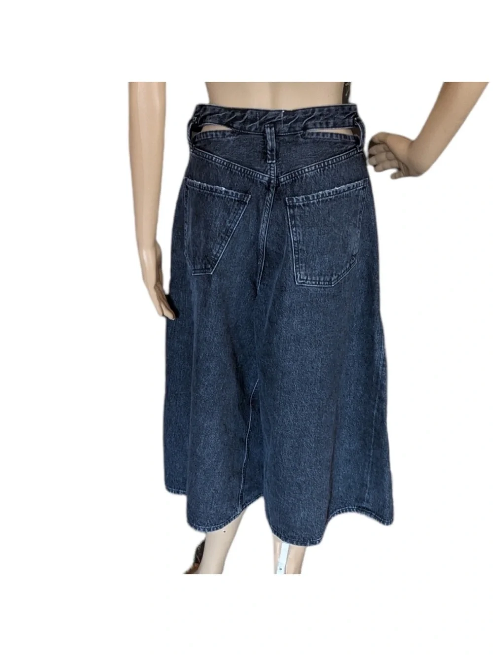 Citizens of humanity cutout waist wide leg baggy denim black jean shorts size 27
